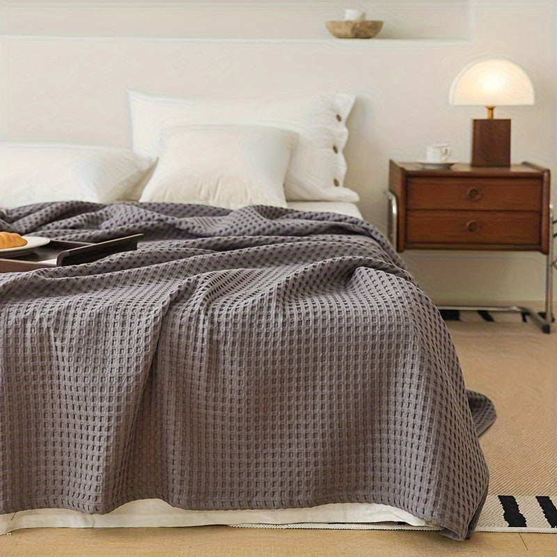 Плед из хлопка с крупной вафельной тканью для кровати, дивана, отдыха