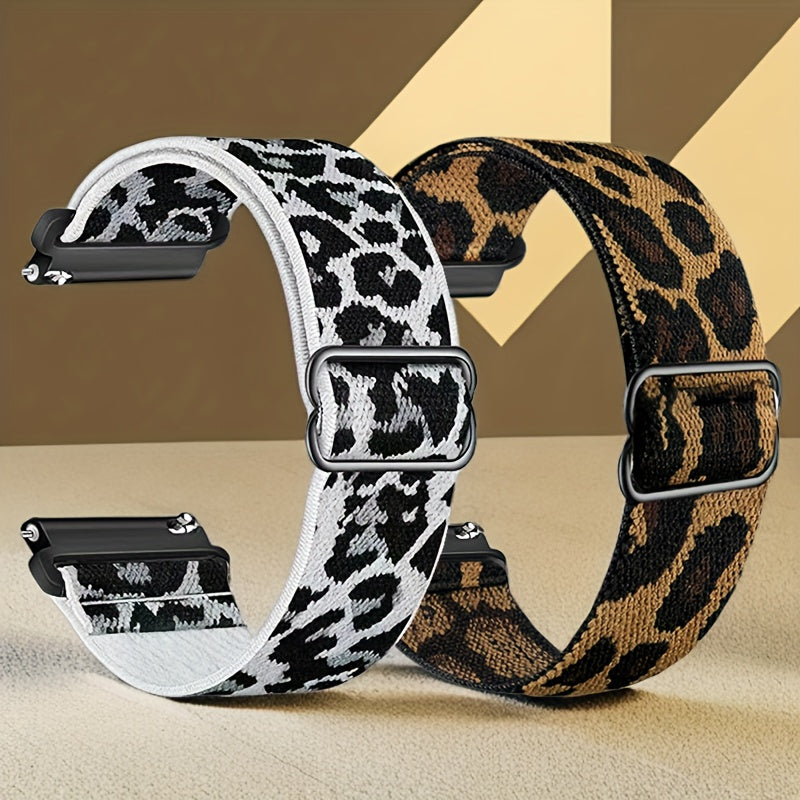 2-Pack Elastic Nylon Watch Bands for Men Women 18mm 20mm 22mm Non-Water Resistant