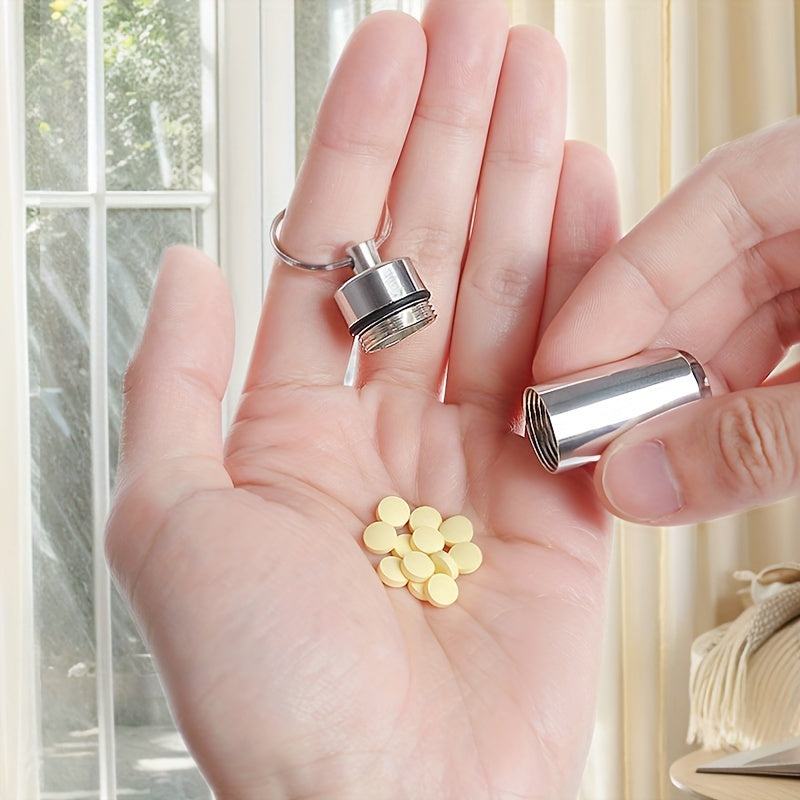 Portable Aluminum Pill Container Keychain Waterproof Small Travel Case