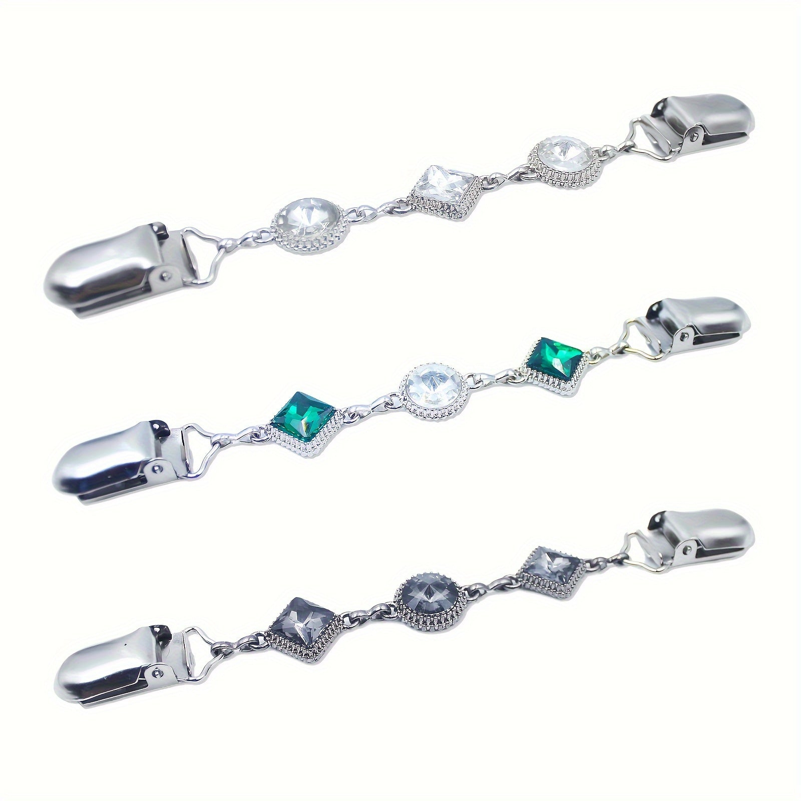 Набор из 3 винтажных и элегантных металлических зажимов для платья - зажимы с украшением из страз для женских свитеров, рубашек и шалей