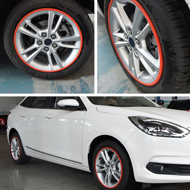 4pcs Car Wheel Hub Decorative Trim Anti-Scratch Tire Protection Strips Rubber