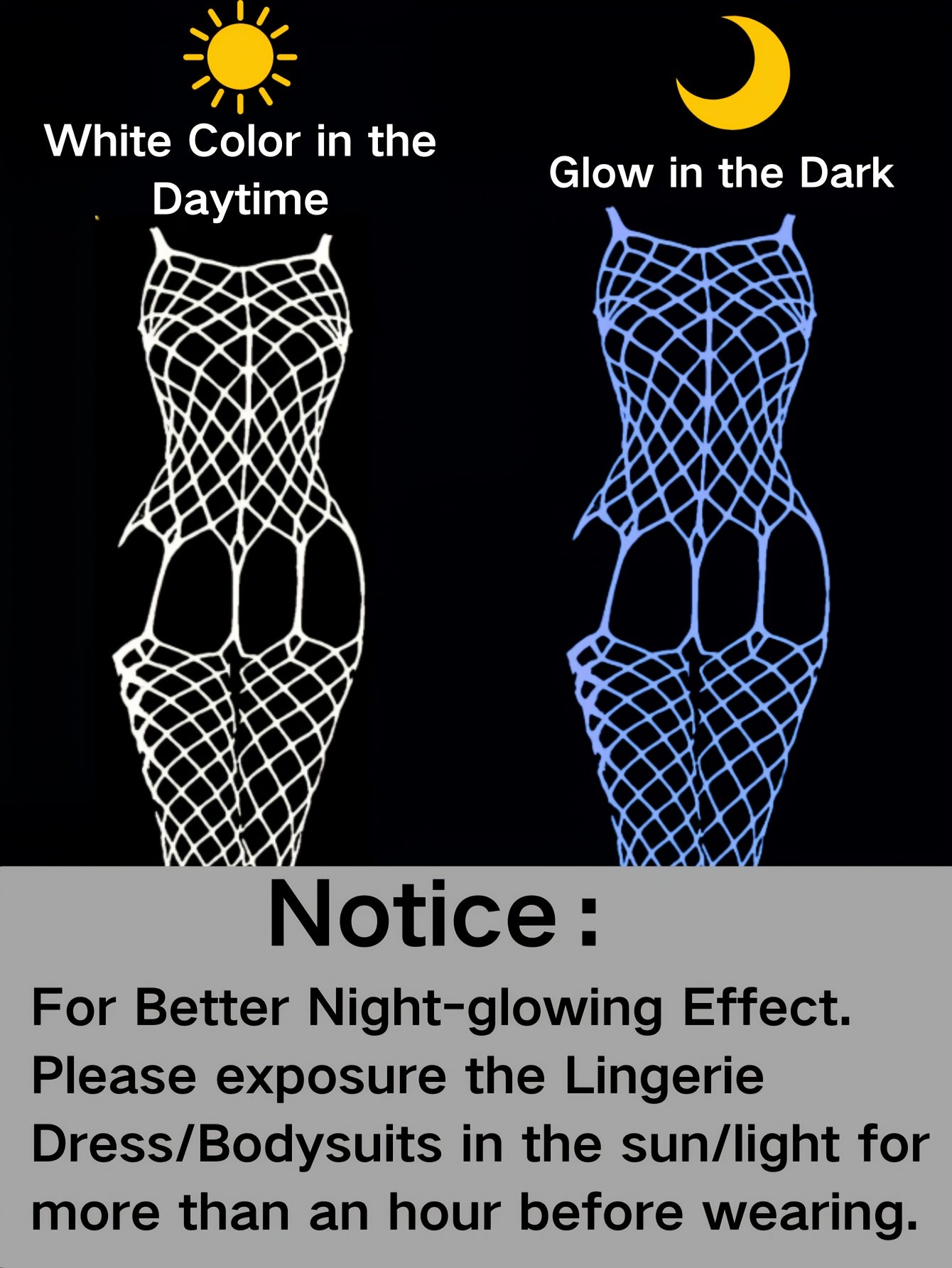 Women's Blue Glow-in-the-Dark Hollow-Out Breathable Open-Crotch Pantyhose