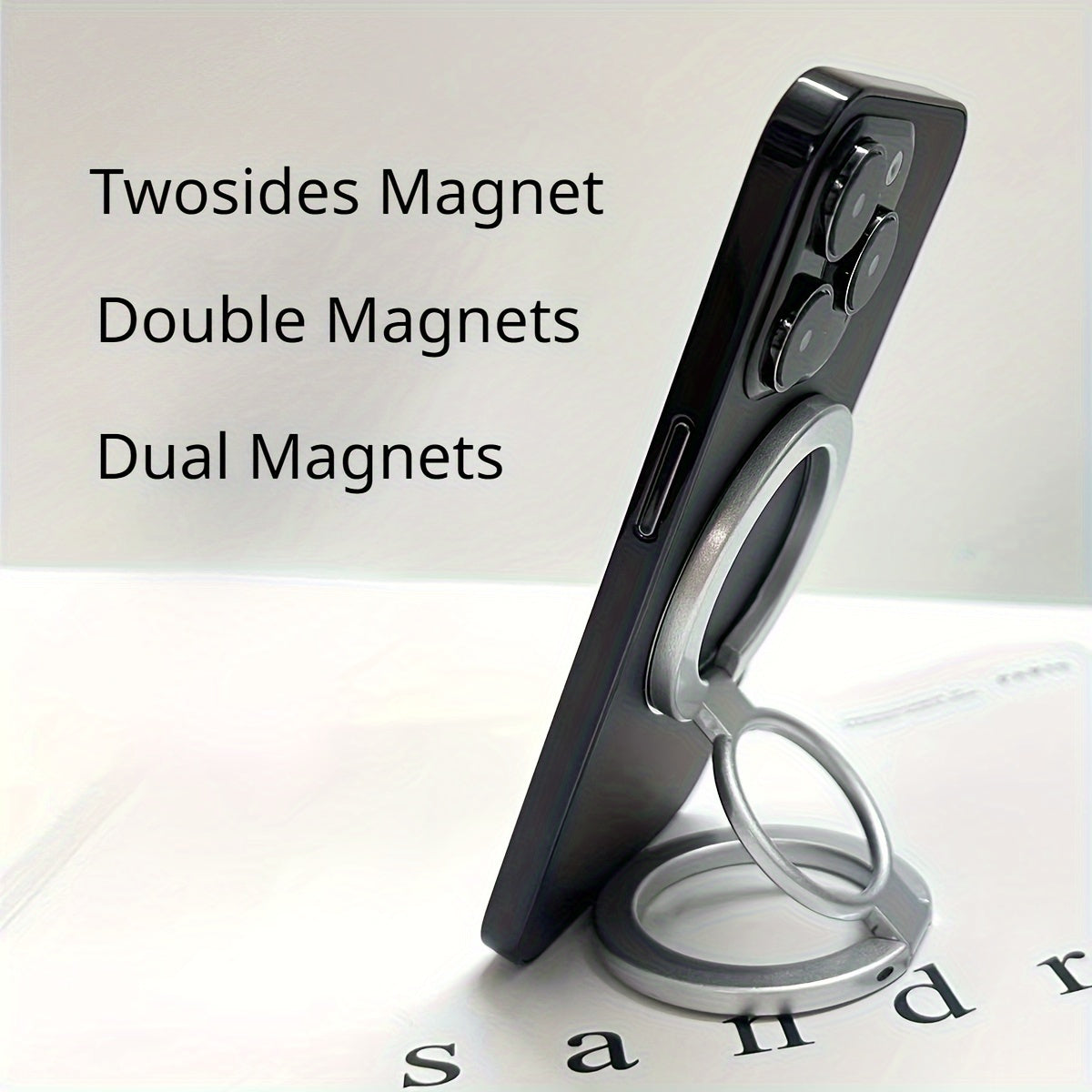Dual Magnetic Phone Ring Holder with Adjustable Grip and Kickstand for Smartphones