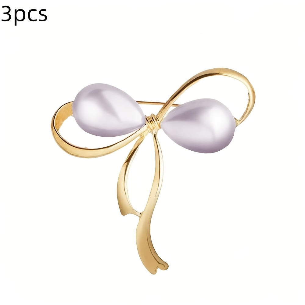 Set of 3 Men's and Women's Tie Pins Brooches Elegant Silver Tone Accessories