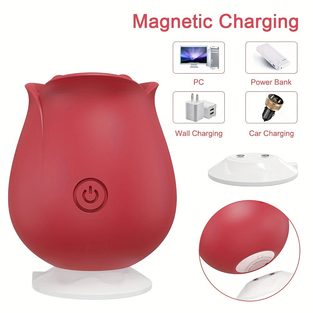 Vibrador de silicona con forma de rosa para mujer, recargable, 10 modos, estimulador de clítoris