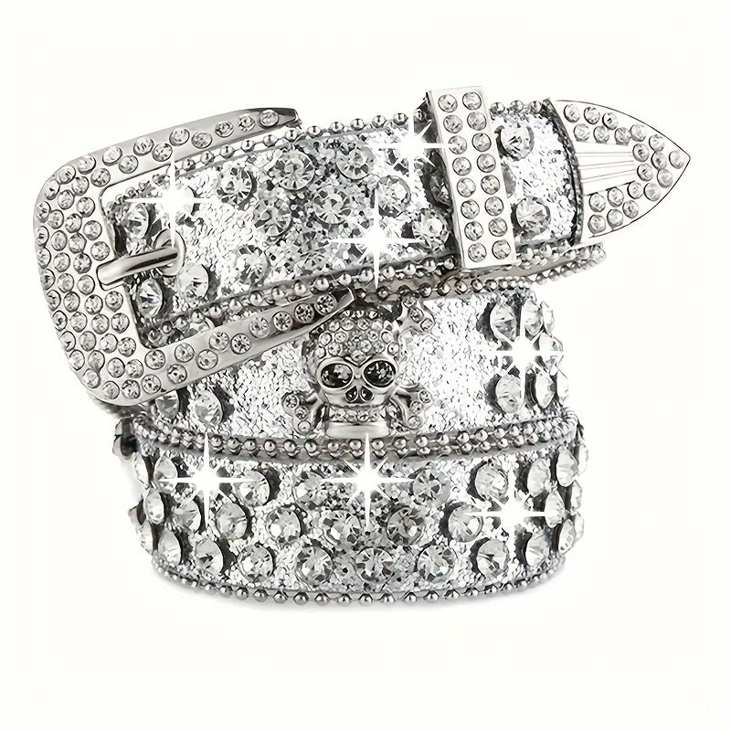 Western Cowgirl Belt with Rhinestones and Sparkling Faux Leather for Women