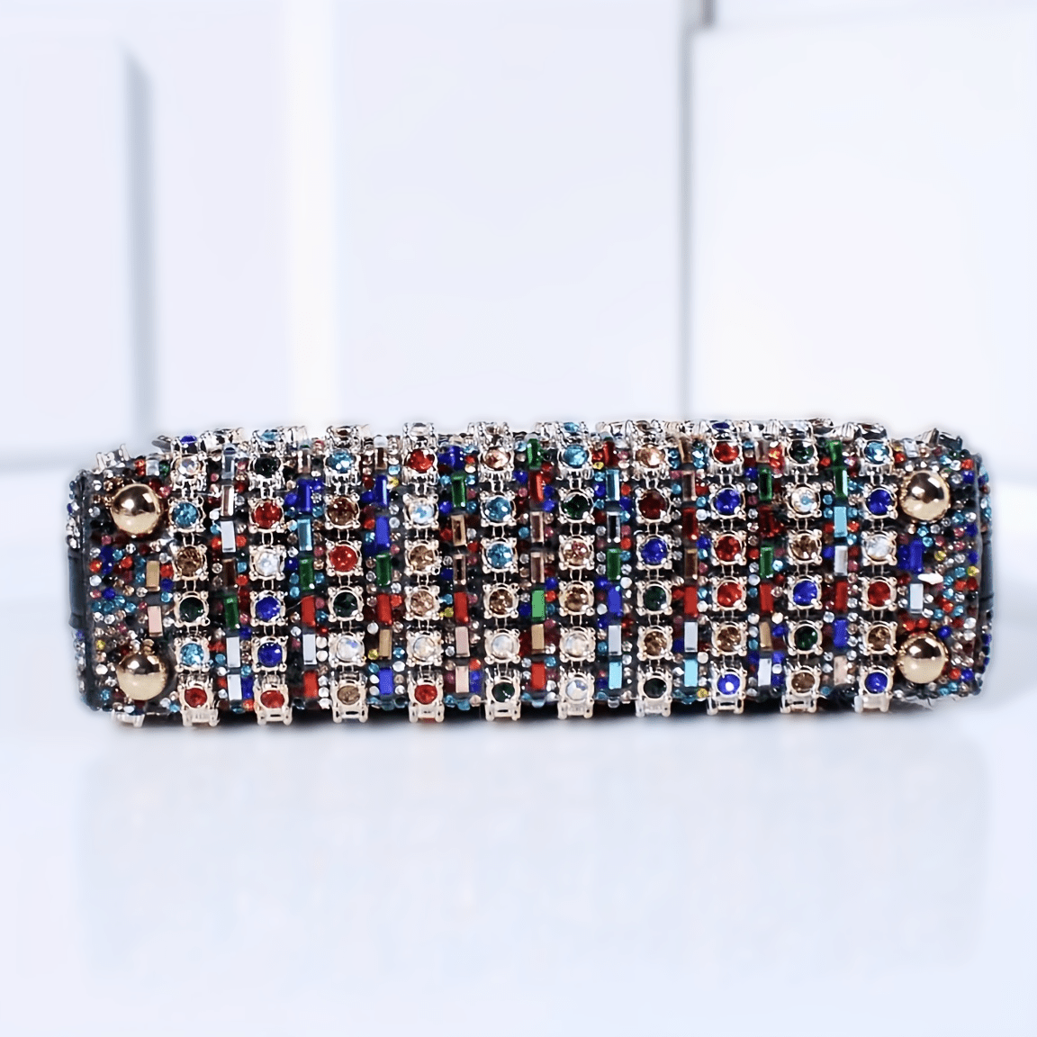 Women's Evening Clutch Bag with Rhinestones Beads Adjustable Strap Magnetic Closure