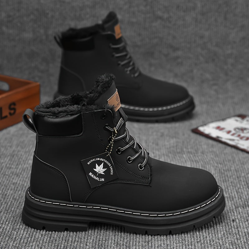 Men's All-Season High-Top Snow Boots with Plush Comfort and Round Toe