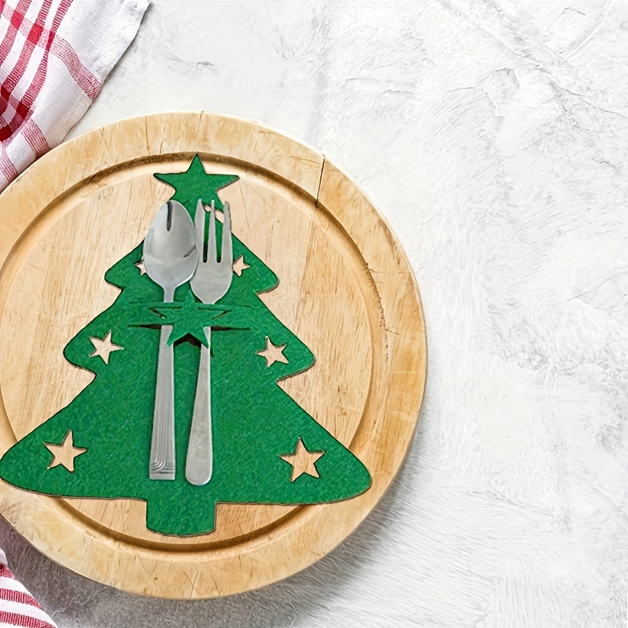 12-Piece Christmas Themed Cutlery Set with Matching Placemat and Table Decor