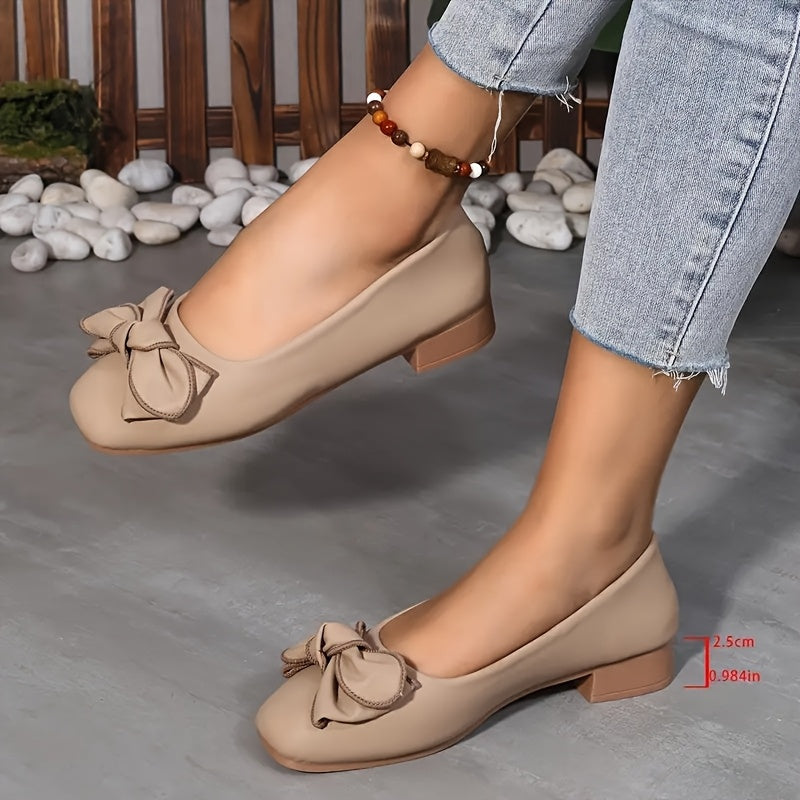Women's French-Inspired Mary Jane Ballet Flats with Bow, Soft Sole