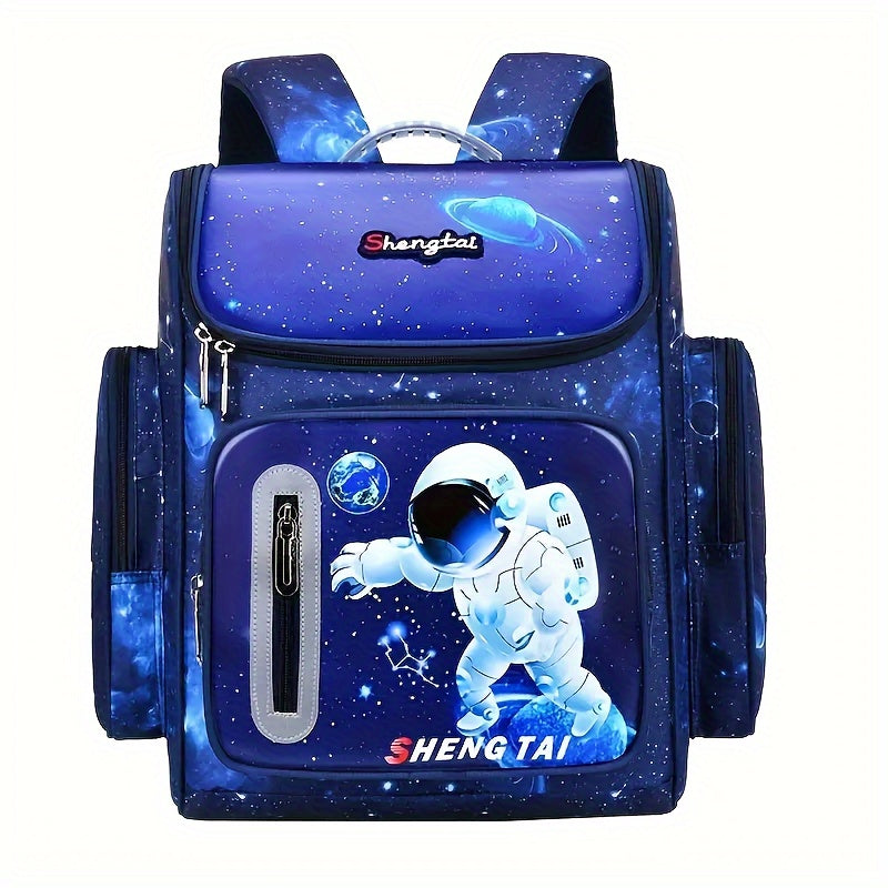 Waterproof School Backpack for Teens Cartoon Astronaut Large Capacity Lightweight Polyester