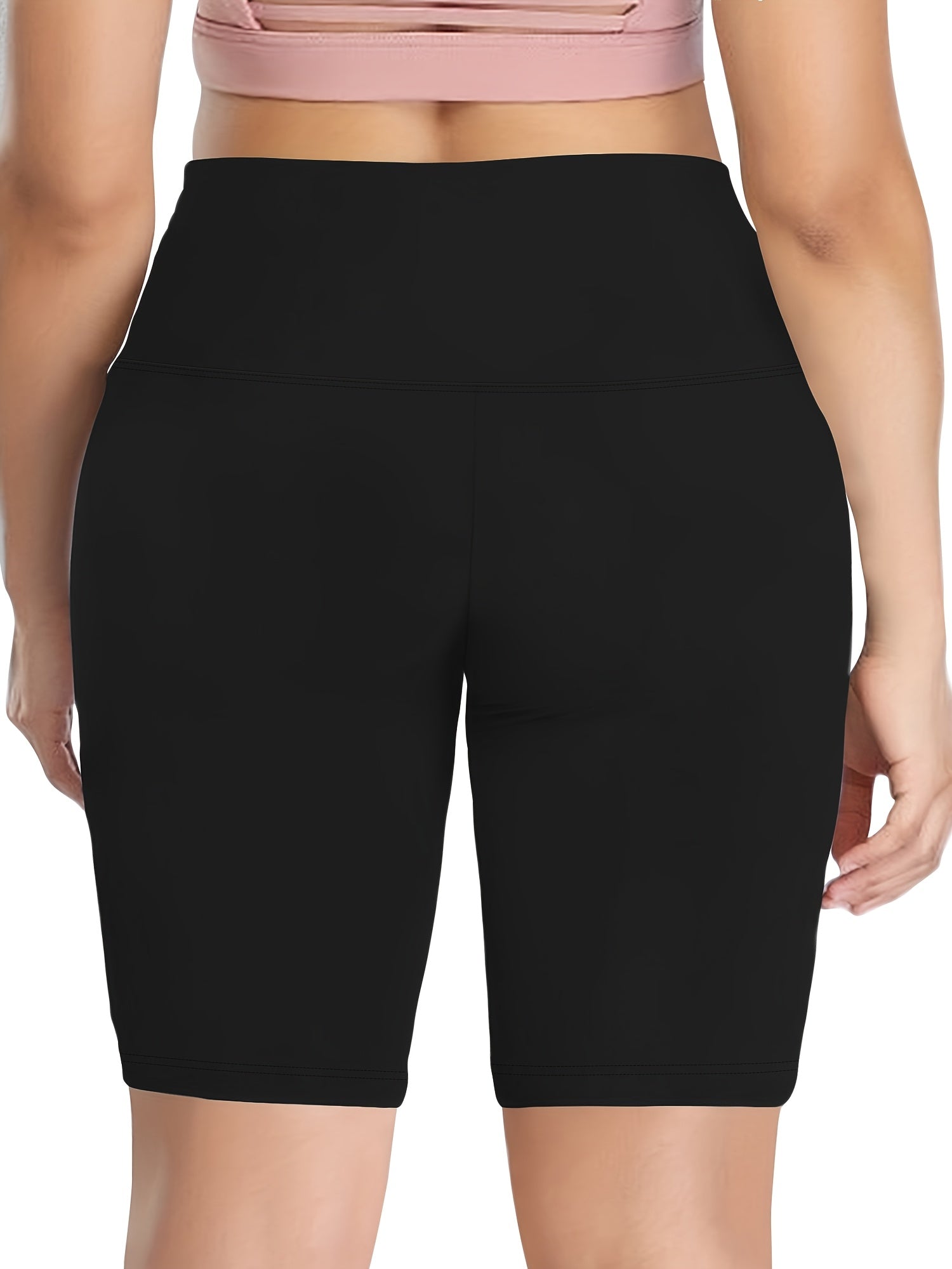 Women's High-Waist Butt-Lifting Shorts Solid Black 5 Inch Yoga Fitness