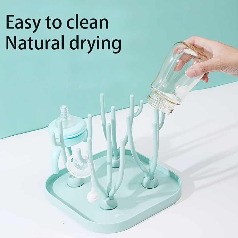 Portable Kitchen Drying Rack with Detachable Drain and Storage for Bottles and Cups