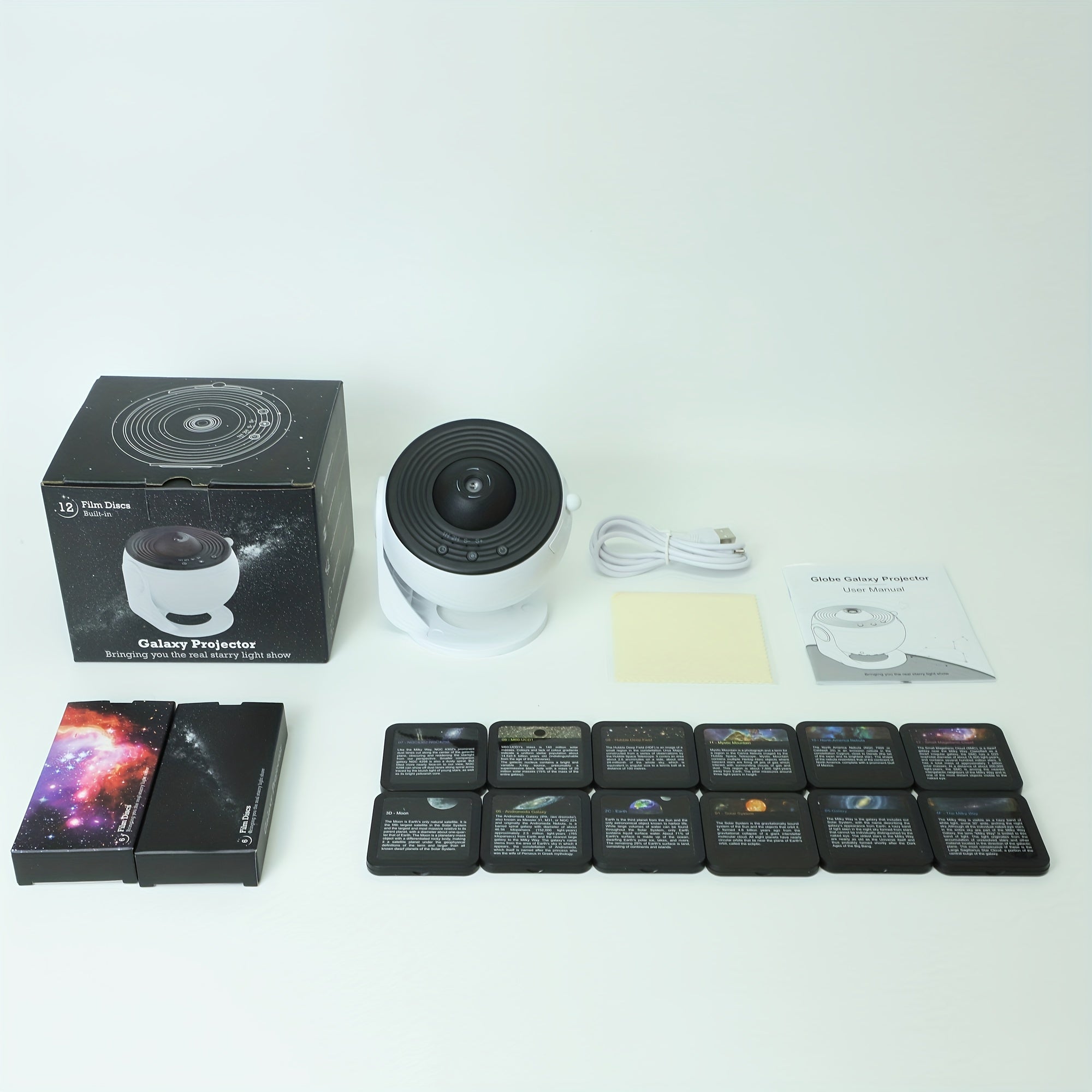 Milky Way Projection Lamp with 12 HD Starry Sky Film Pieces Tabletop Night Light