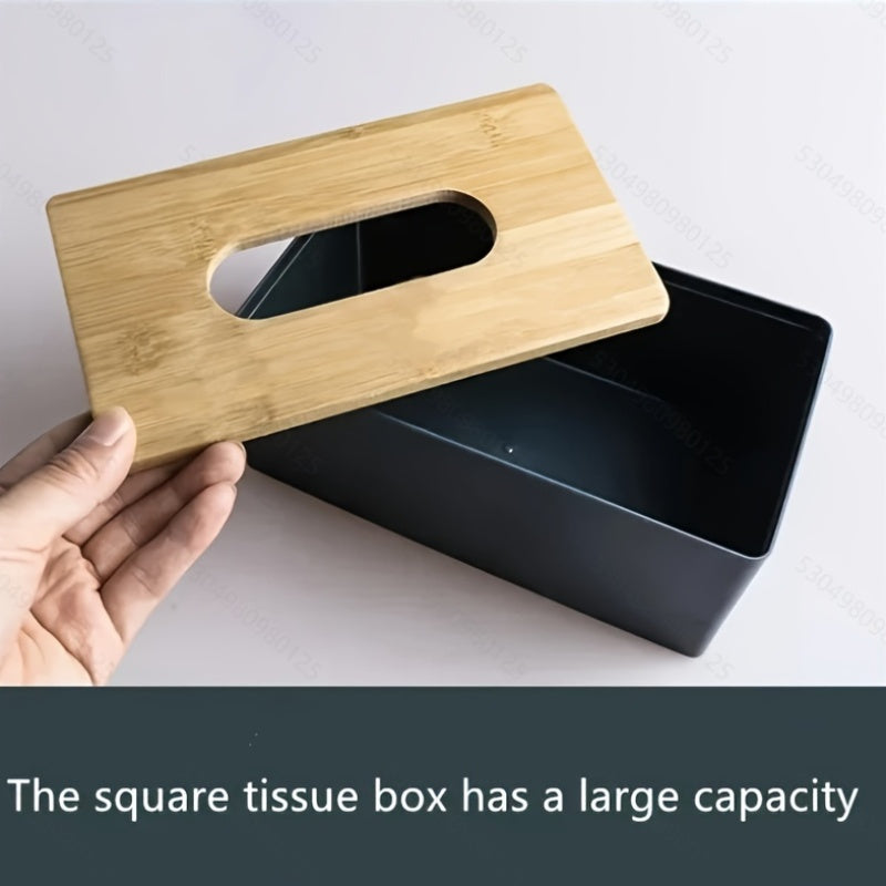 Porta pañuelos de madera grande para baño o sala de estar, gran capacidad