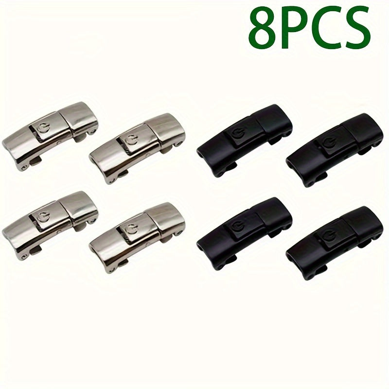 8pcs Metal Quick-Release Shoelace Buckles Easy Press-On Adjustable Fit