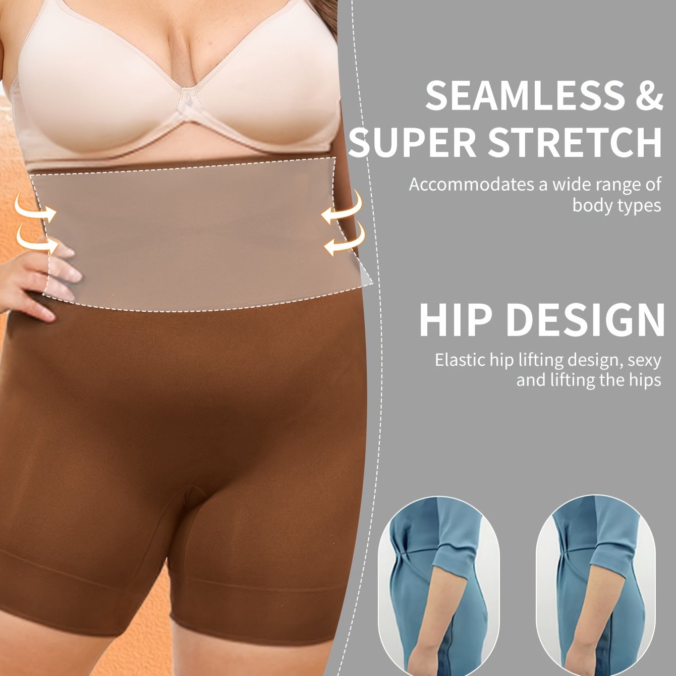 Women Plus Size Tummy Control Shapewear High Waist Cycling Shorts Seamless Breathable Knit