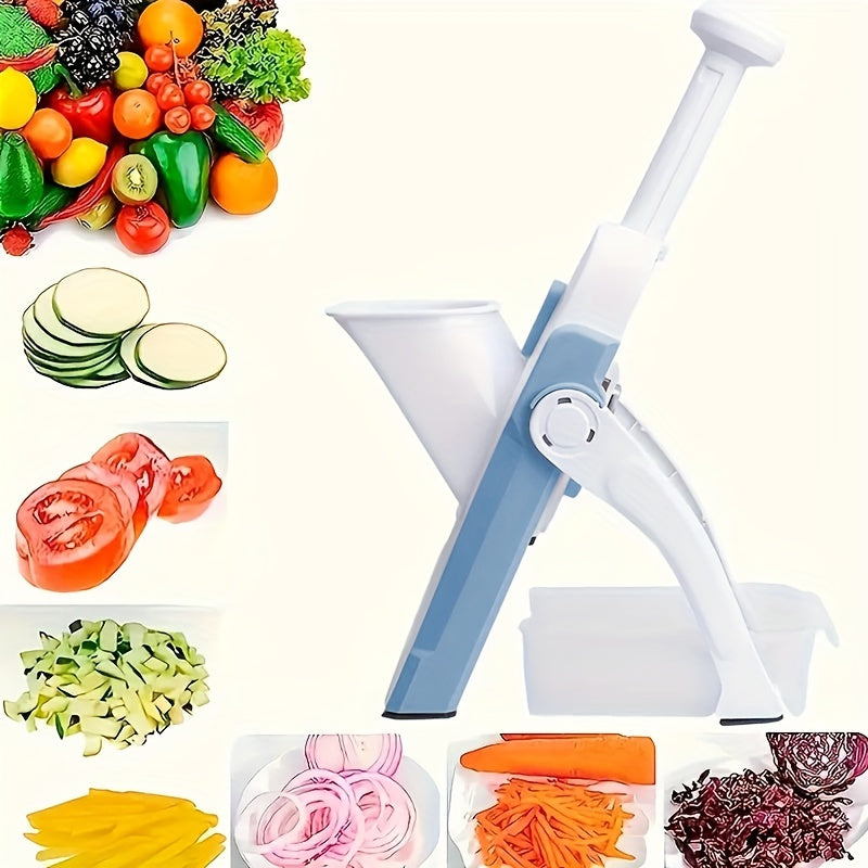 Manual Vegetable Chopper Slicer with Interchangeable Stainless Steel Blades for Fruits and Vegetables