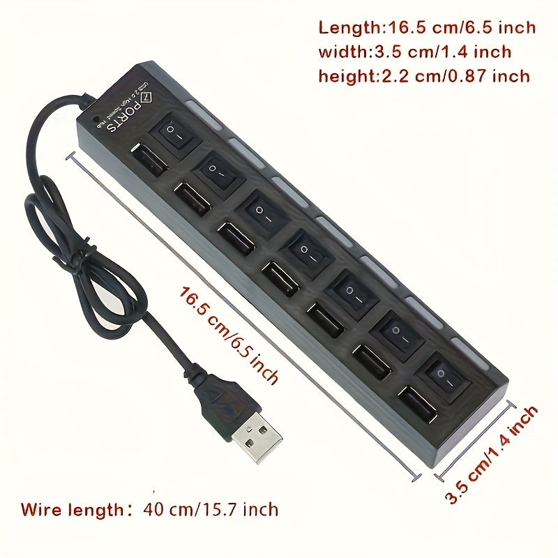 4-Port USB 2.0 Hub with Independent Switches for Tablets and PCs