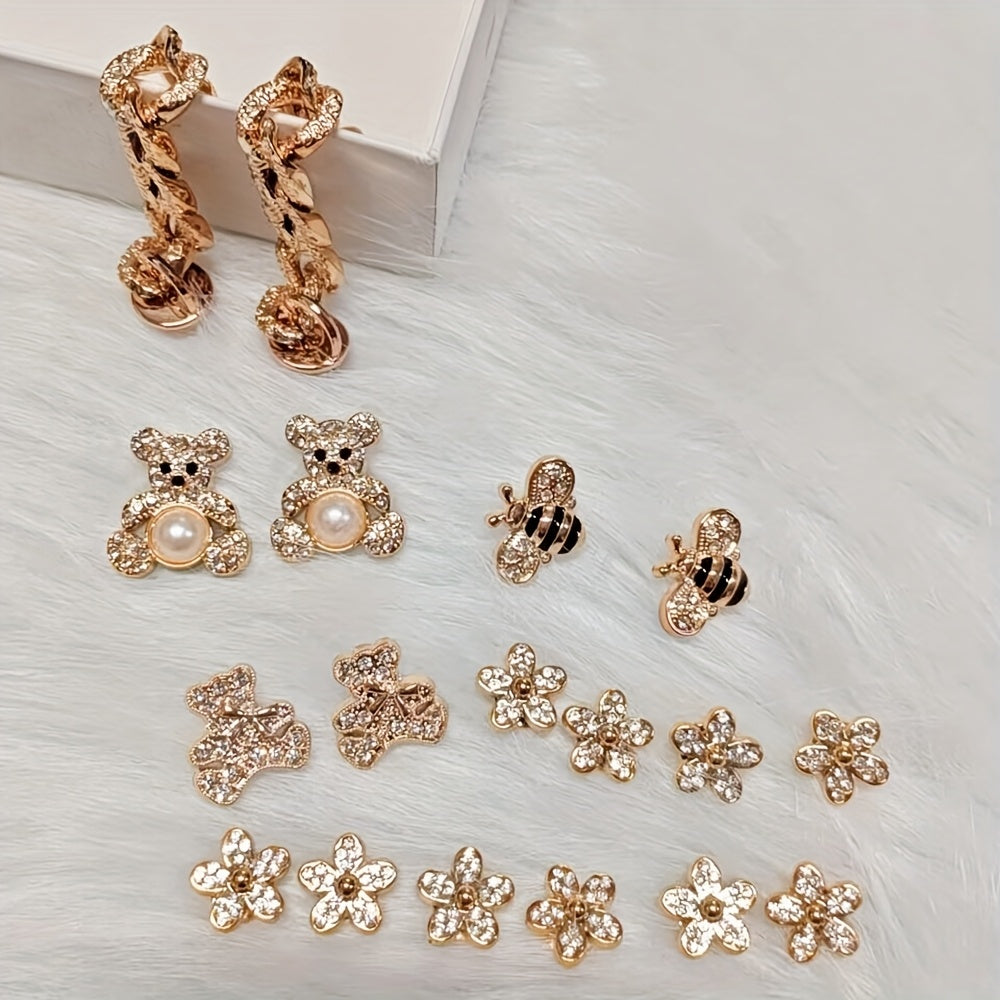 18 Pcs Fashion Chain Shoe Charms Creative Street Style DIY Shoe Accessories Sandal Toe Decorations