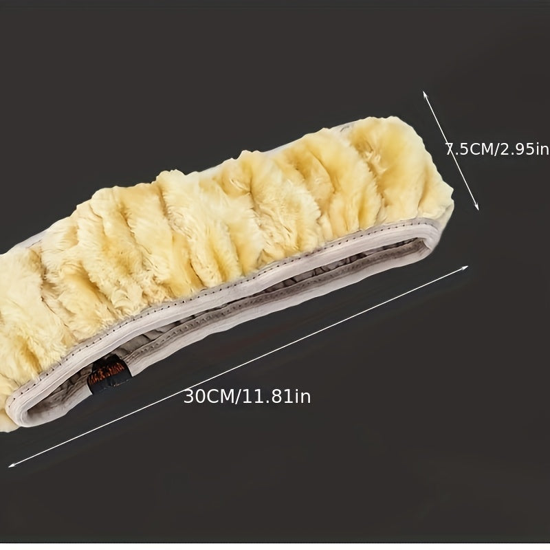 Универсальный чехол на руль из искусственного меха мягкий плюш серый и белый зимний тепло