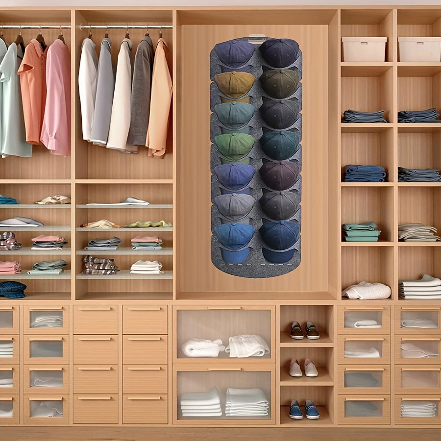 Wall-Mounted Linen Cap Organizer with 7 Shelves for Travel and Storage