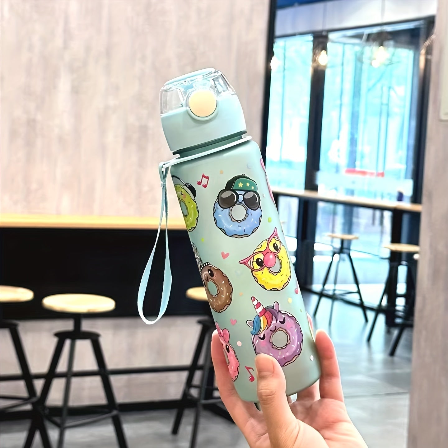 Cute Donut Design Water Bottle 700ml BPA-Free High-Temp Resistant Portable Leak-Proof Outdoor Use