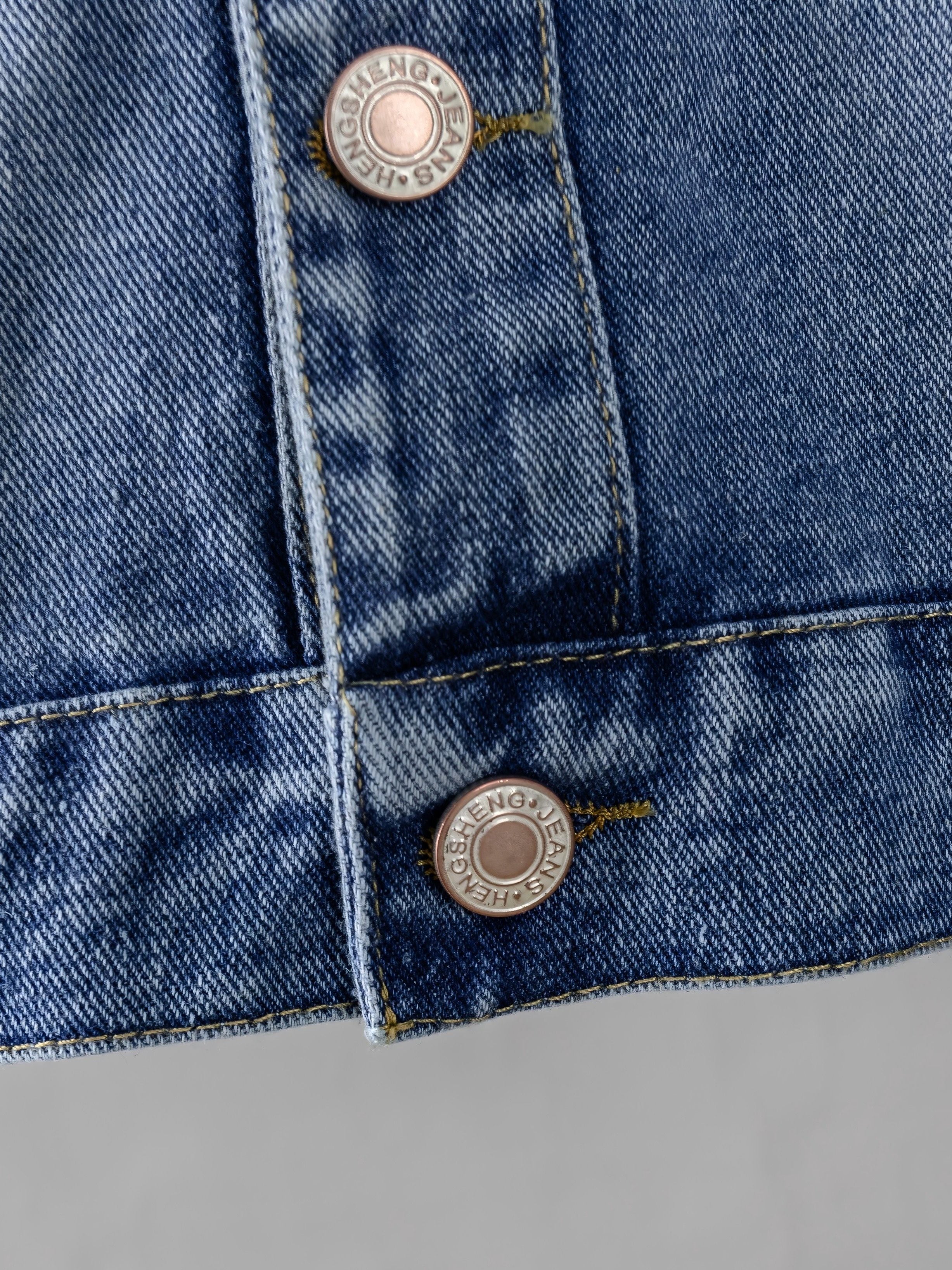 Girls' Denim Jacket with Lace Butterfly Detail Casual Cotton Blend All-Season