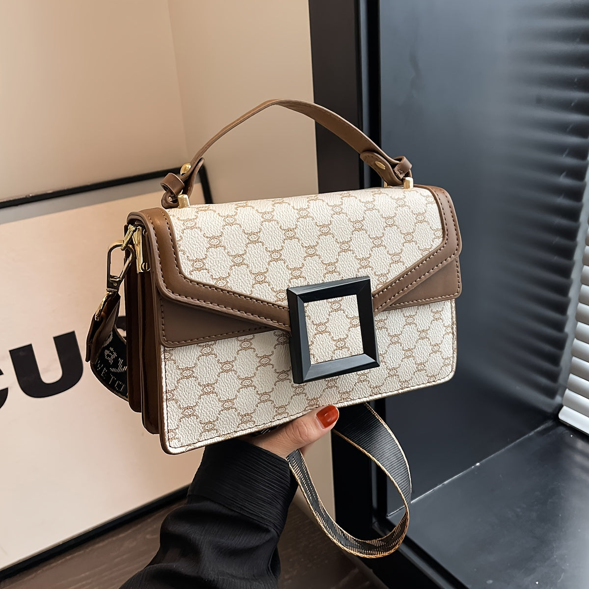 Мини-сумка-квадрат на плечо для женщин, геометрическая, из текстурированного PU, с верхней ручкой, белая, серая, кофейная