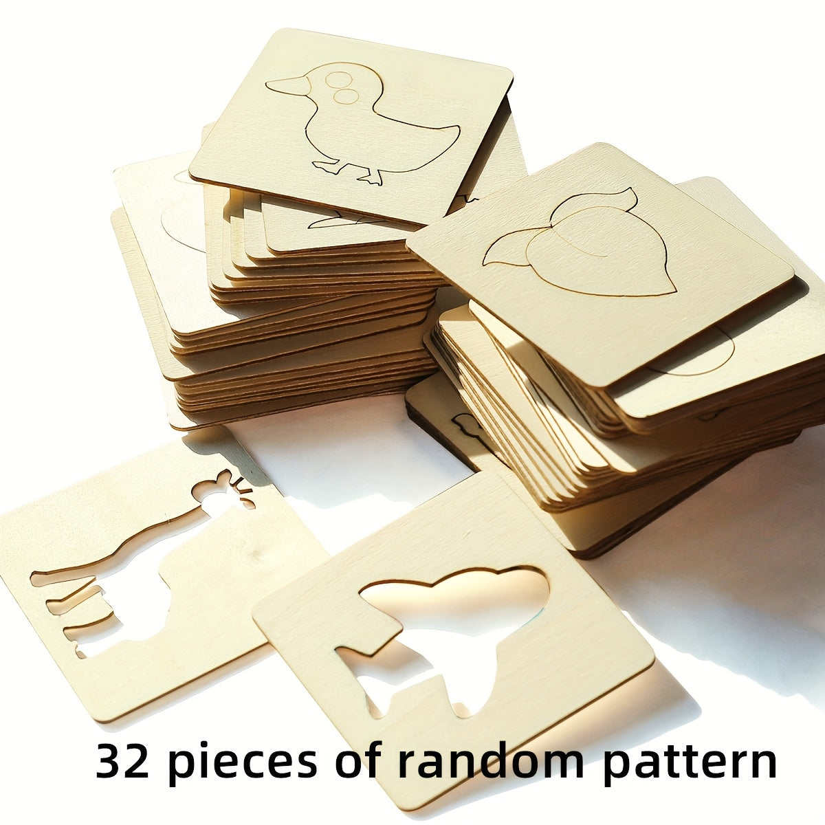 Set of 20 Wooden Painting Templates for Children and Teens Educational Doodling Art Crafts