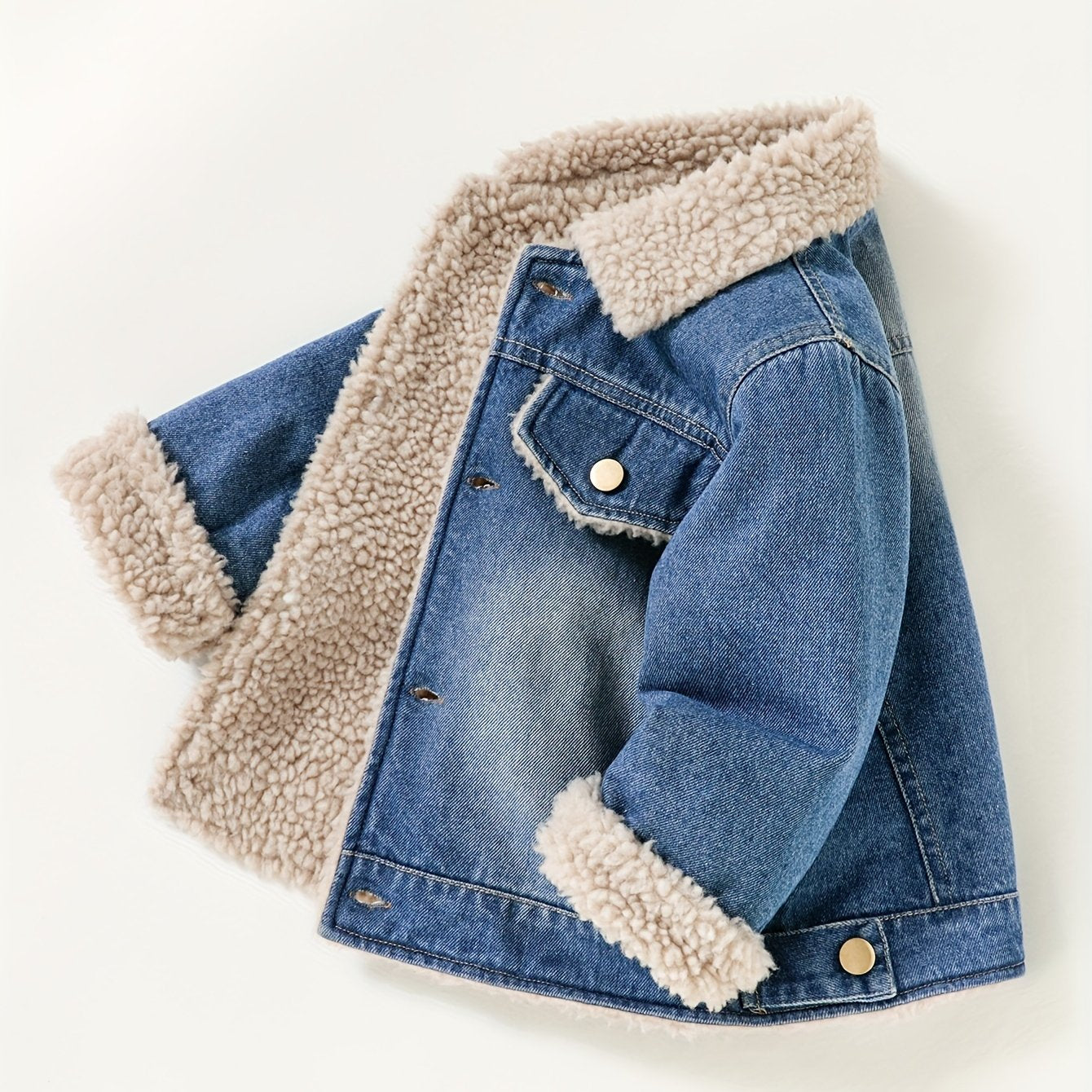 Kids Boys Denim Jacket with Fleece Lining Casual Fall Winter Outerwear