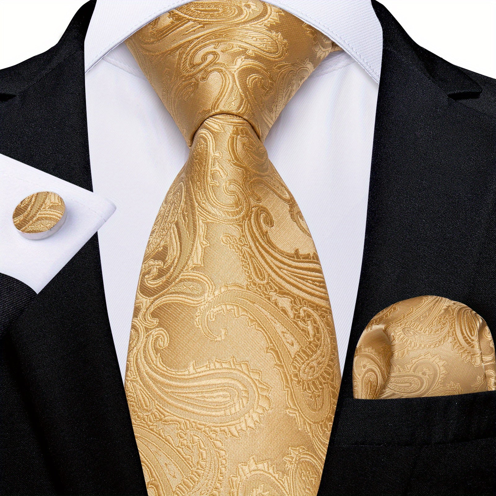 Men's Necktie Set with Cufflinks for Wedding Formal Wear Stylish Accessories
