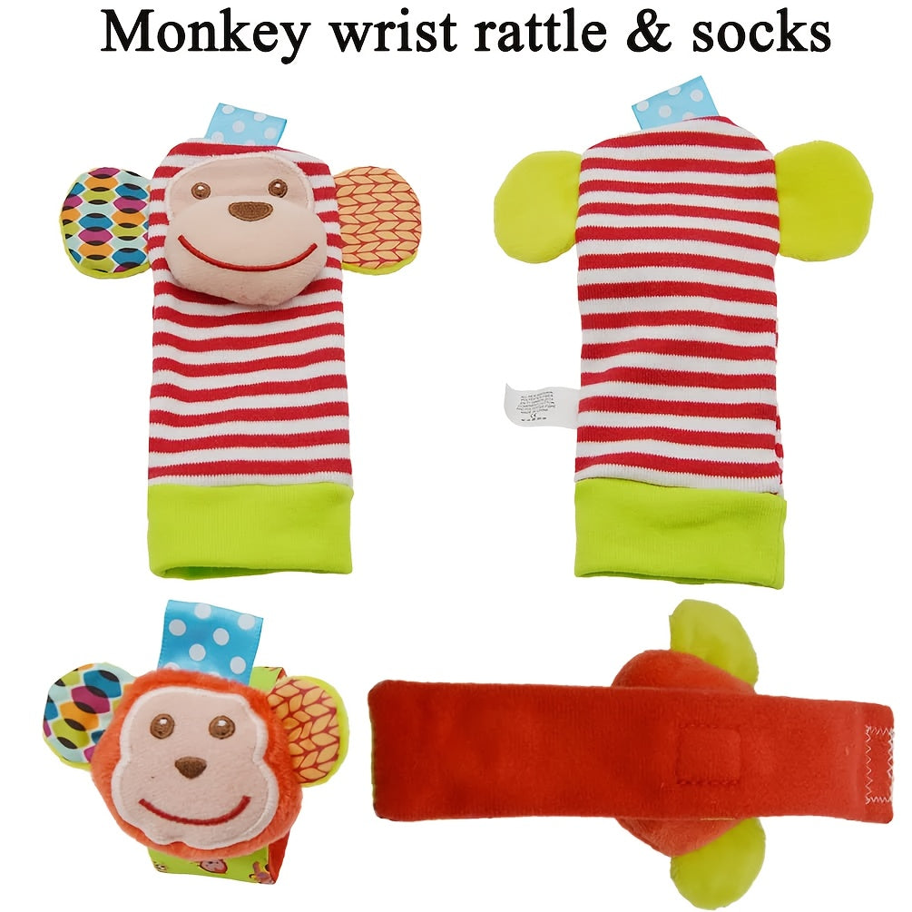 Baby Toy Set for Newborns and Infants Soft Plush Wrist Rattle Foot Detector Sock Musical Note Design
