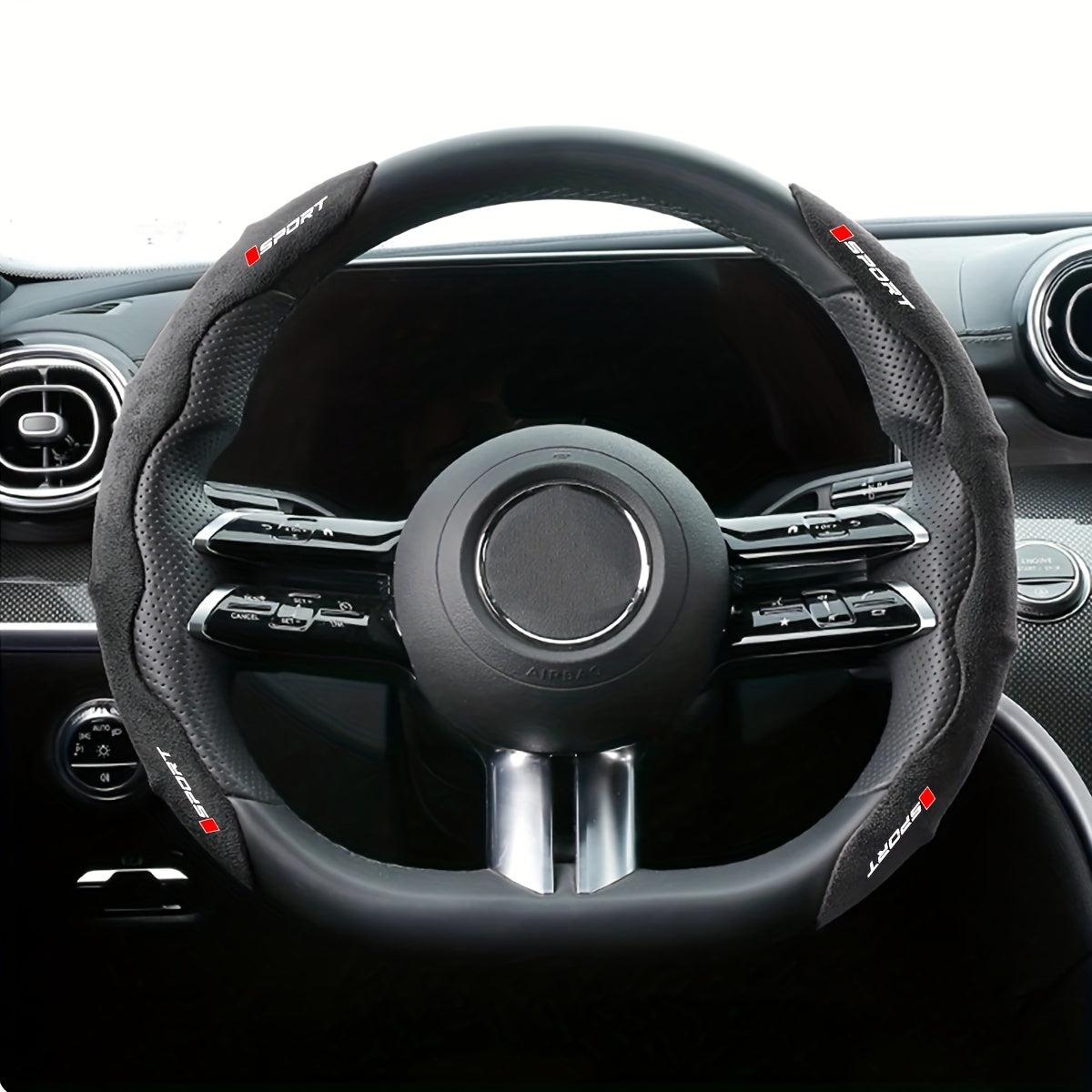 Textured Leather Steering Wheel Cover for Honda 36-38cm Non-Slip Breathable Resin