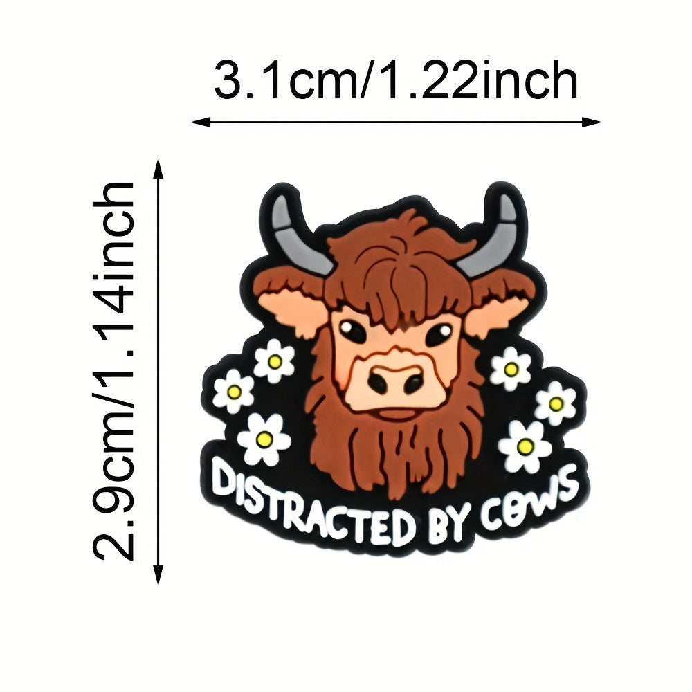 33pcs Plastic Highland Cow Shoe Charms, Shoe Buckle Decorations for Kids