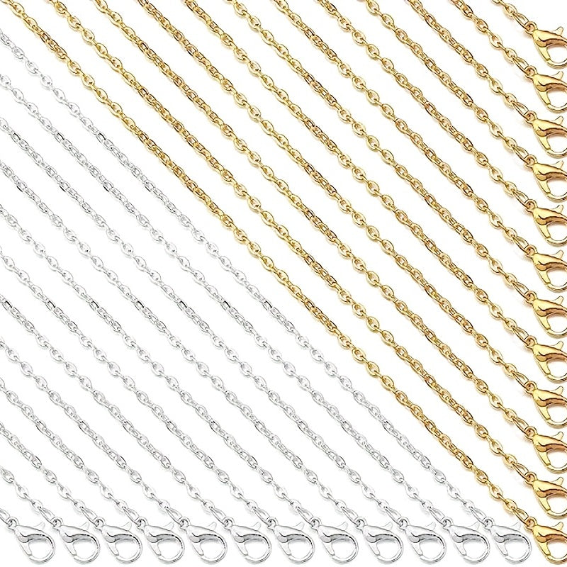 24 Pieces of 18-Inch Multi-Color Alloy Chain Links for DIY Jewelry Making