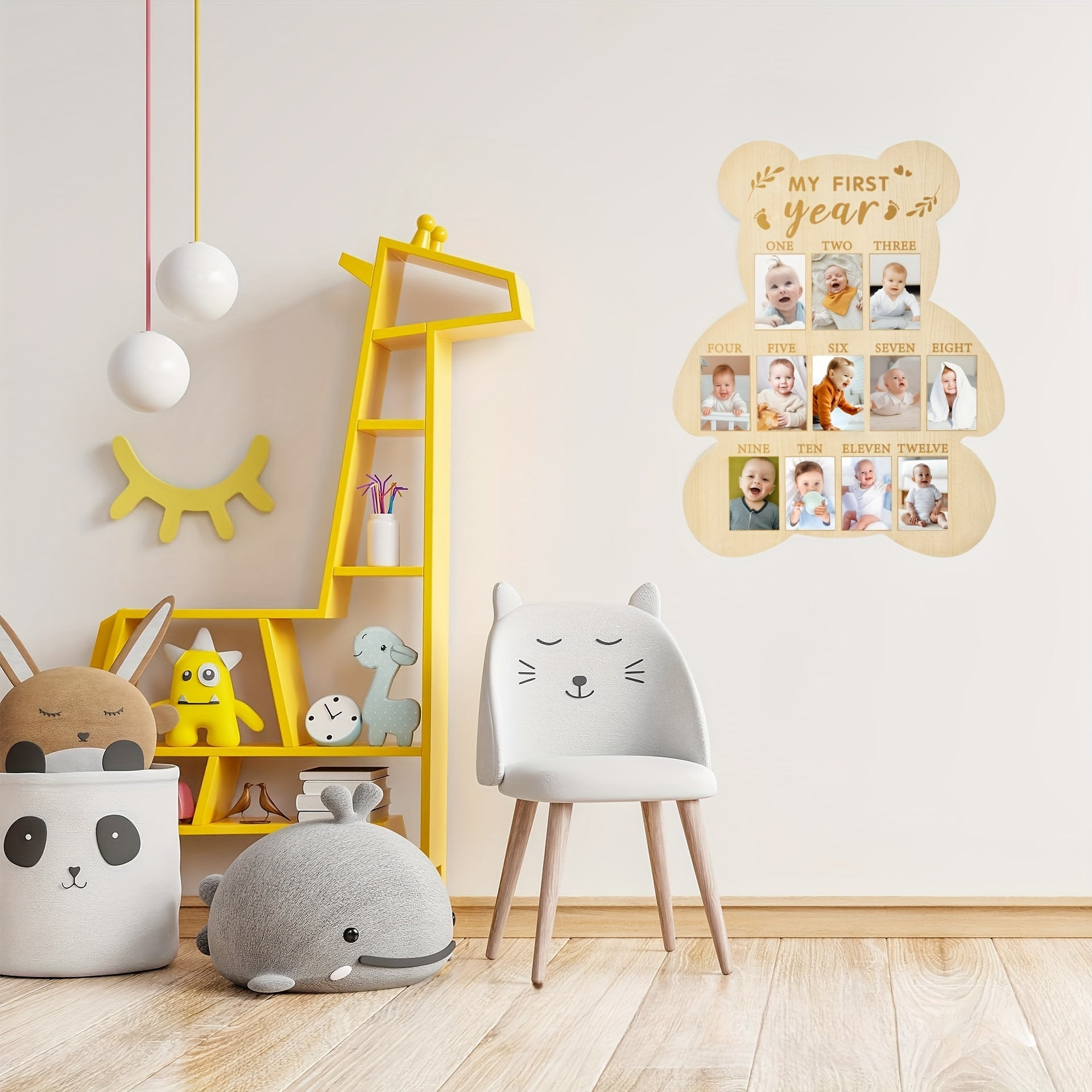 Wooden Baby Milestone Photo Frame Vertical Collage Nursery Decor Gift for Boy Girl