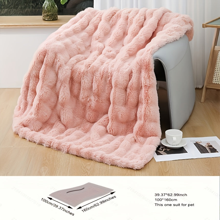 Faux Fur Blanket Double-Sided Tuscany-Inspired Thickened Cozy All-Season Sofa Throw