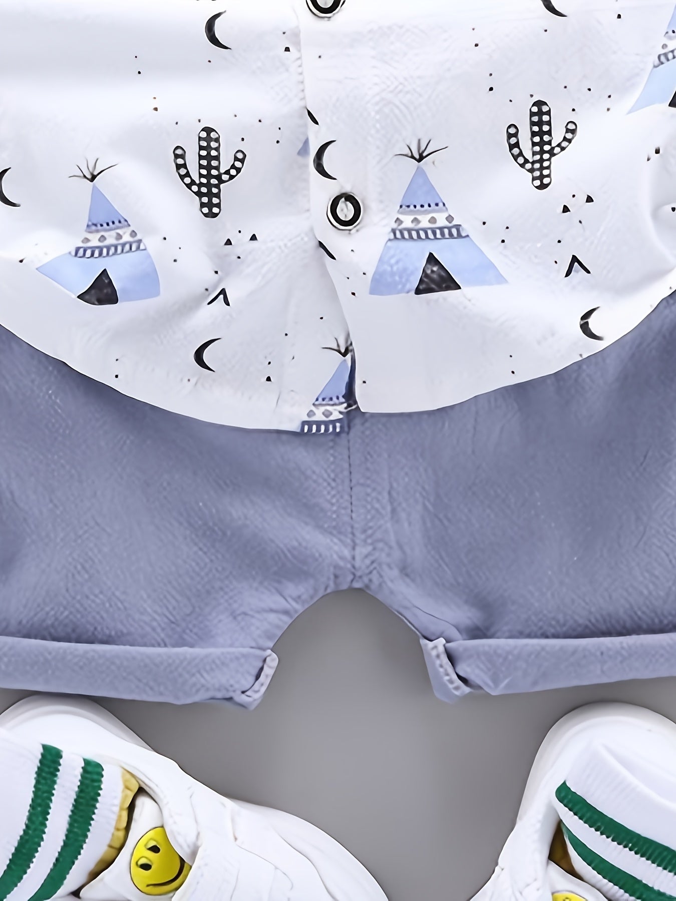 Boys Casual Set Short Sleeve Shirt and Shorts Pyramid Print Spring Summer 0-3 Years