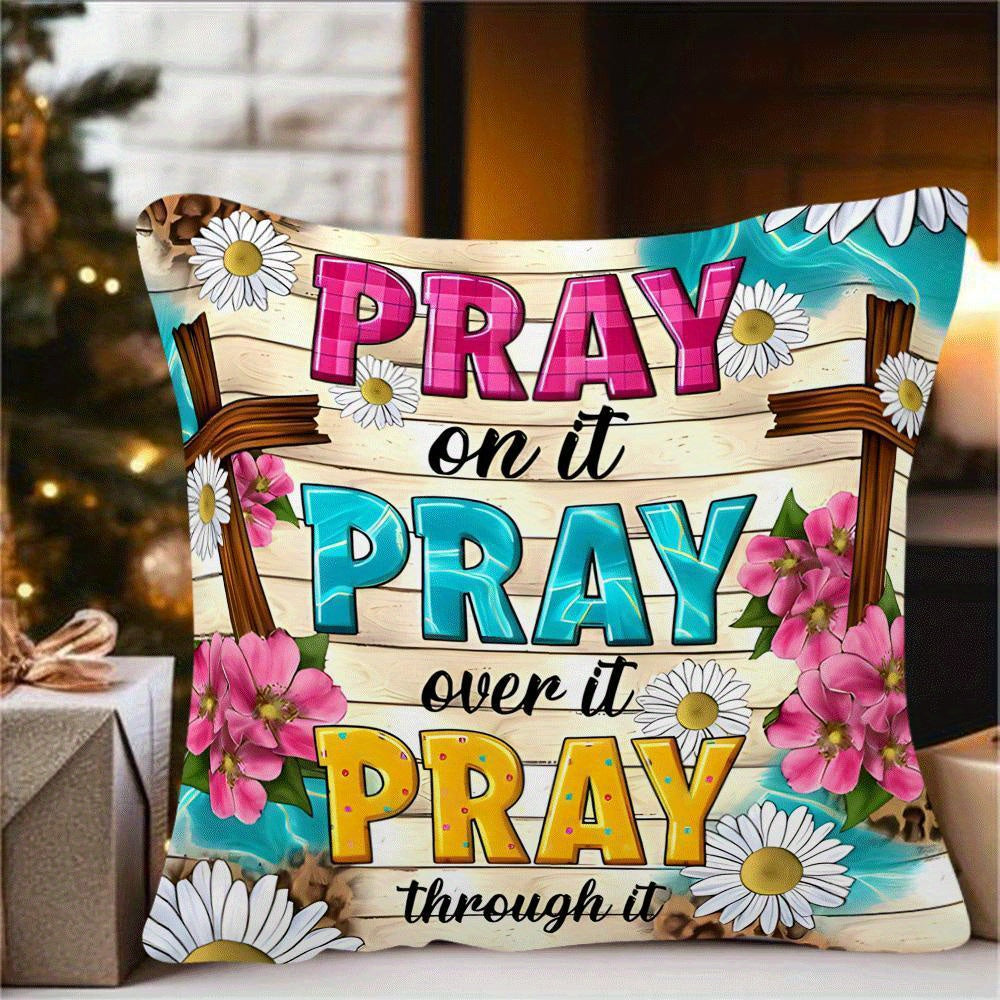 Bible Verse Pillowcase 18x18 Inch Square Home Decor Zipper Closure Pillow Core Not Included