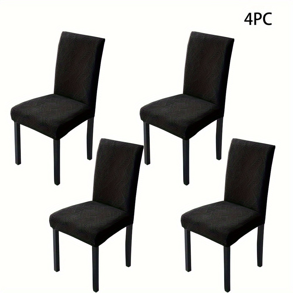4/6pcs Bohemian Style Jacquard Chair Covers Removable Washable Polyester Spandex