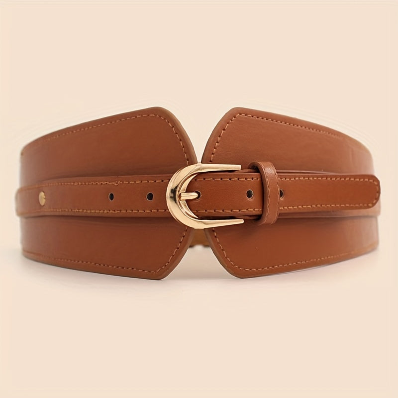 Ayollar uchun qora keng kamar, punk pin tokchasi va PU belbog' bilan