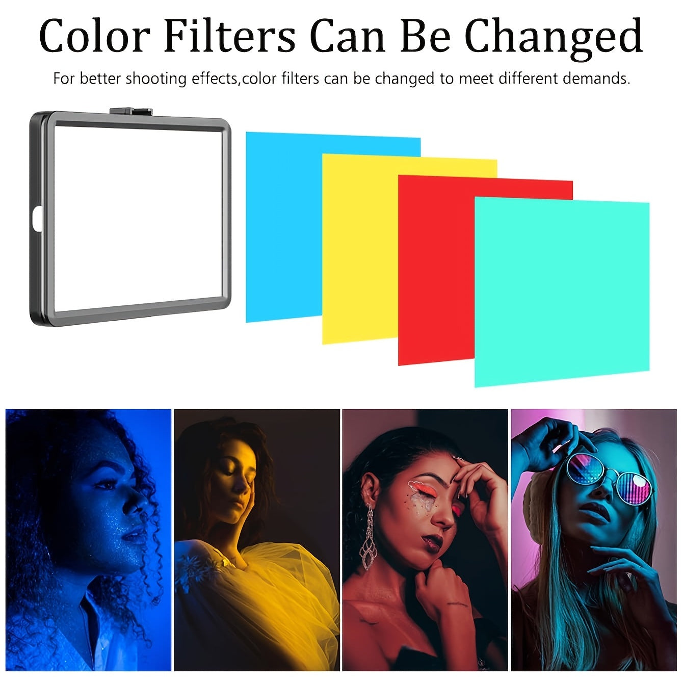 Adjustable Black Table Lamp with 6-Inch Square Light for Bedroom or Gift