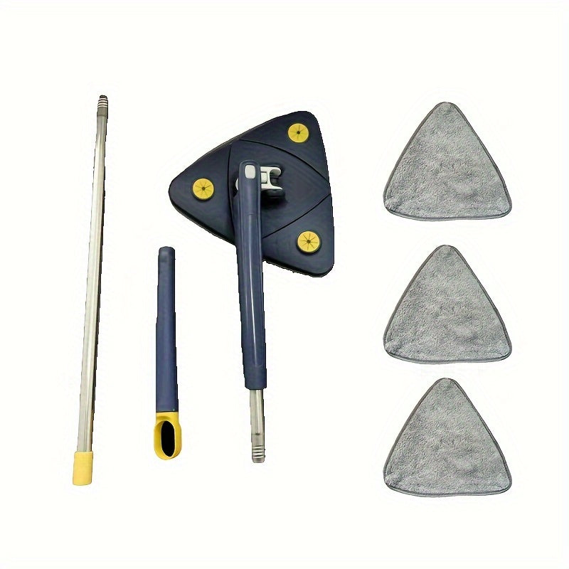 Triangle Mop Set with Adjustable Handle and Rotating Head for Home Cleaning
