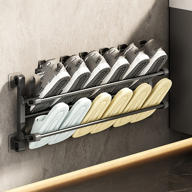 Estante de zapatos de metal para pared para baño y sala de estar con estante y fácil instalación