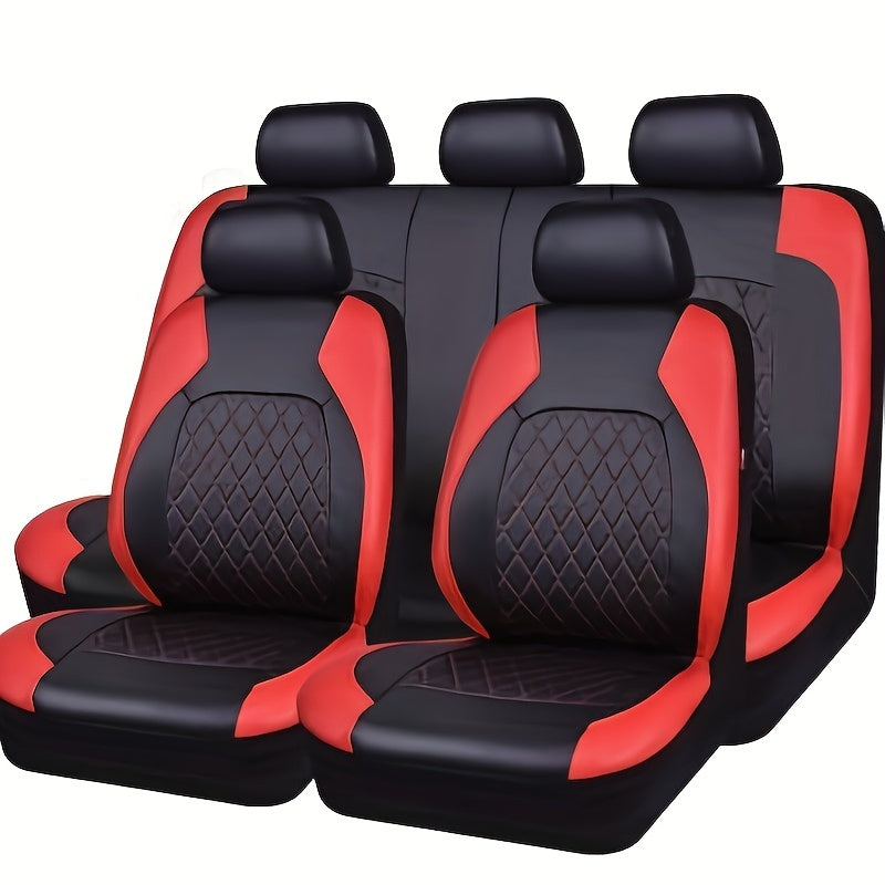 Luxury Leather Car Seat Covers 5-Piece Set with Headrest and Pet Cushions for SUVs and Trucks