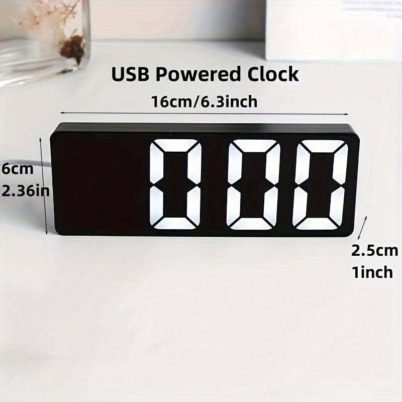 Digital Alarm Clock with Temperature Calendar and USB Power Black and White Square Design
