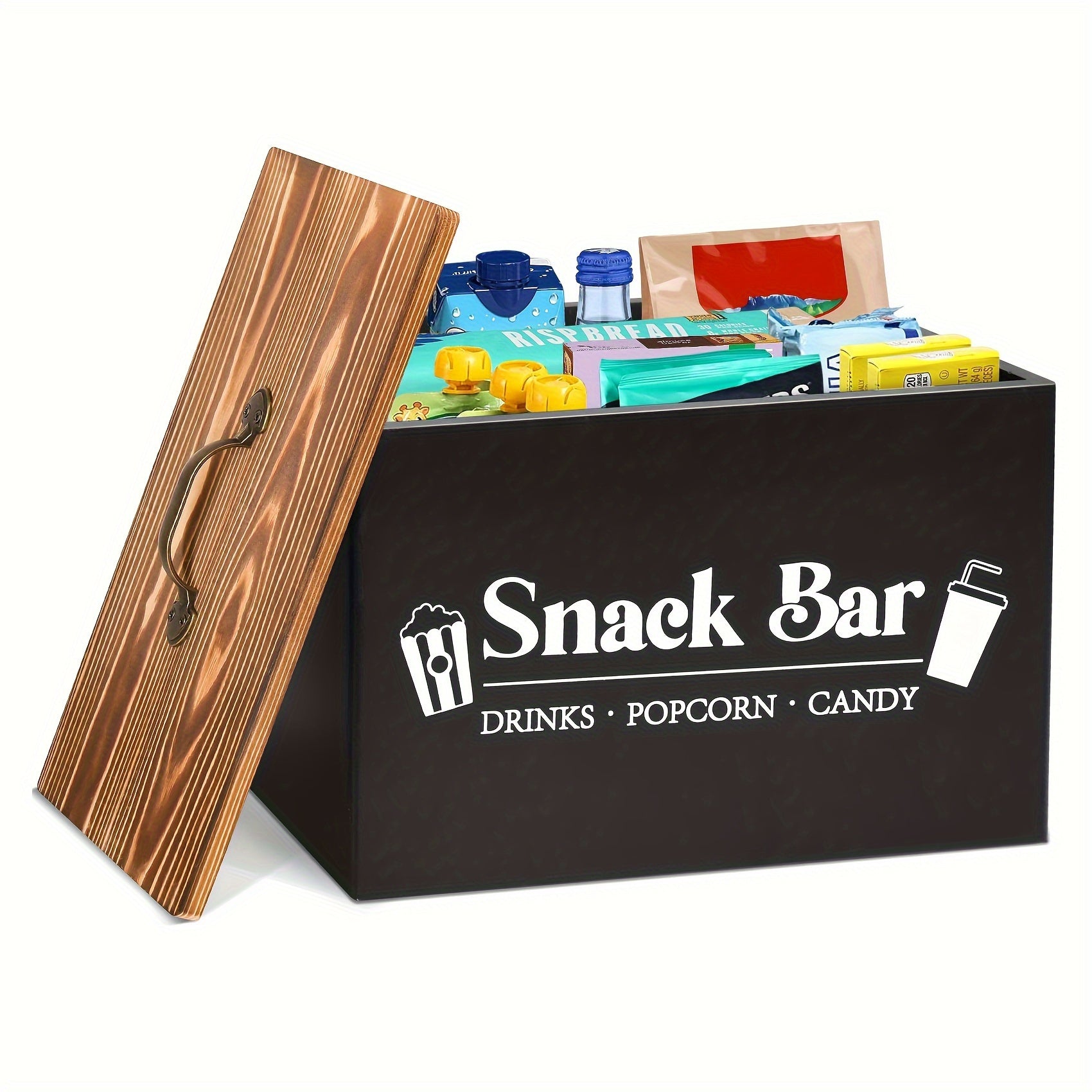 Cesta organizadora de aperitivos de madera con asas para almacenamiento en la despensa, encimera de cocina