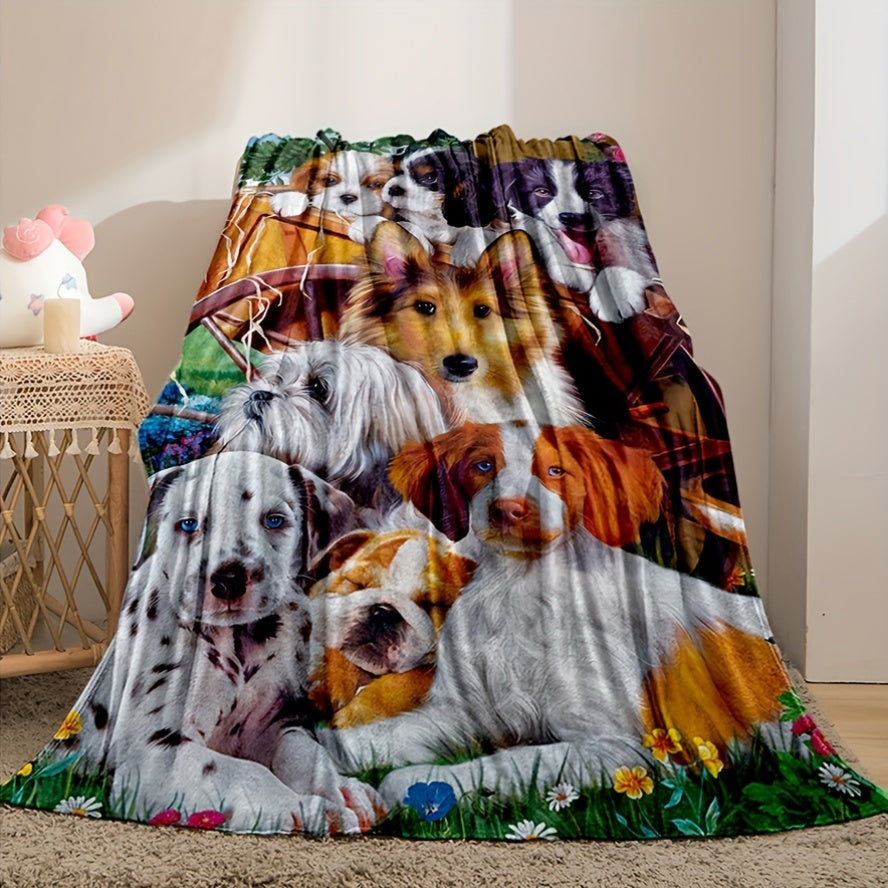 Animal Print Flannel Fleece Blanket Cozy All-Season Bed Throw Machine Washable Durable Polyester Versatile for Sofa Office Camping Travel
