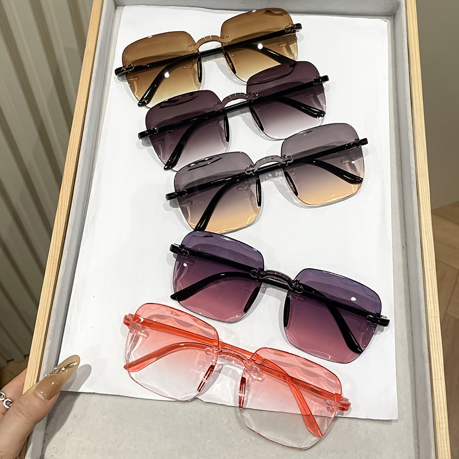 3 juft kvadrat ramkasiz shisha ko‘zoynaklar erkaklar va ayollar uchun to‘y, ko‘cha uslubi, yoshlar uchun ko‘zoynaklar